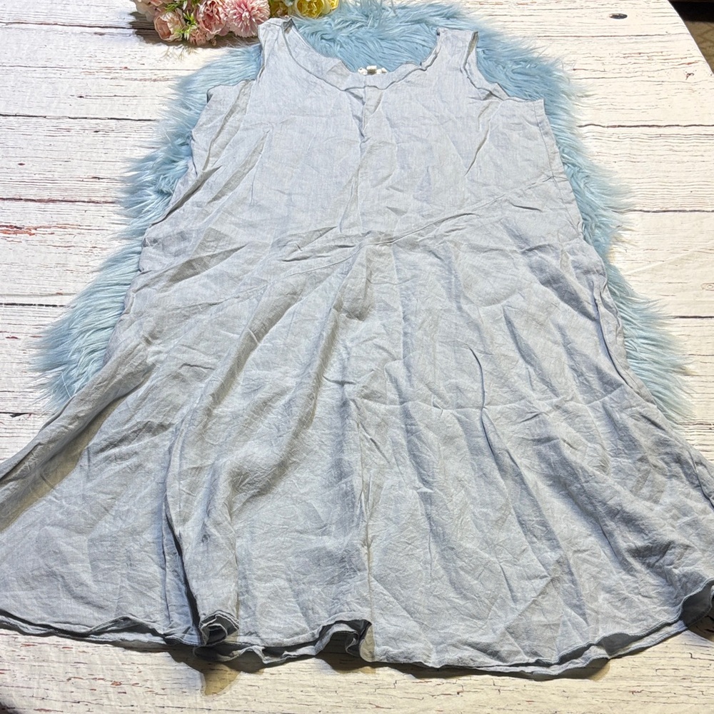 Eileen Fisher Liken Pale Blue Sleeveless A-Line Dress sz SP
